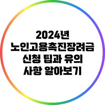 2024년 노인고용촉진장려금 신청 팁과 유의 사항 알아보기