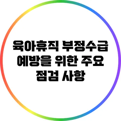 육아휴직 부정수급 예방을 위한 주요 점검 사항