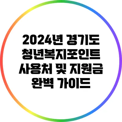 2024년 경기도 청년복지포인트 사용처 및 지원금 완벽 가이드