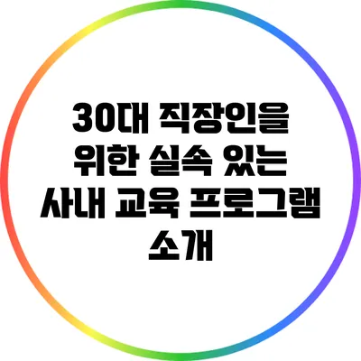 30대 직장인을 위한 실속 있는 사내 교육 프로그램 소개