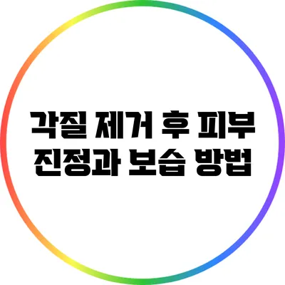 각질 제거 후 피부 진정과 보습 방법