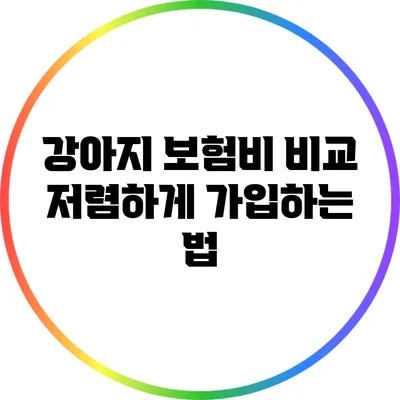 강아지 보험비 비교: 저렴하게 가입하는 법