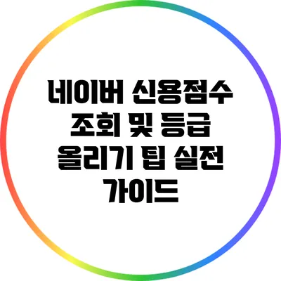 네이버 신용점수 조회 및 등급 올리기 팁: 실전 가이드