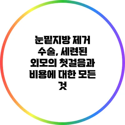 눈밑지방 제거 수술, 세련된 외모의 첫걸음과 비용에 대한 모든 것