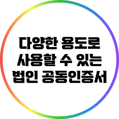 다양한 용도로 사용할 수 있는 법인 공동인증서