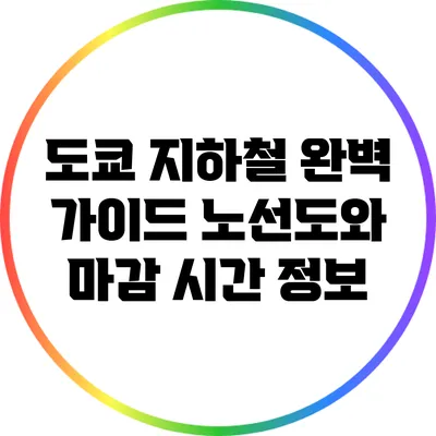 도쿄 지하철 완벽 가이드: 노선도와 마감 시간 정보