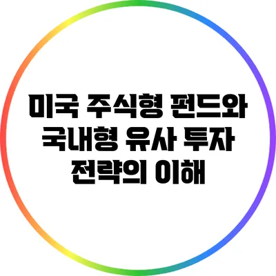 미국 주식형 펀드와 국내형 유사 투자 전략의 이해