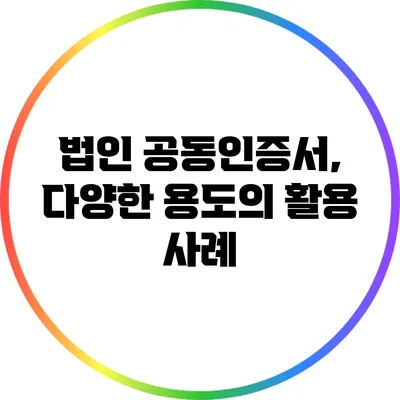 법인 공동인증서, 다양한 용도의 활용 사례