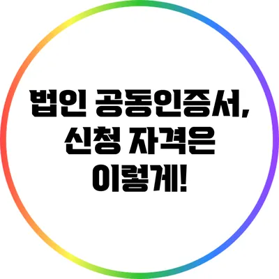 법인 공동인증서, 신청 자격은 이렇게!