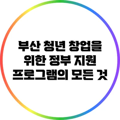 부산 청년 창업을 위한 정부 지원 프로그램의 모든 것