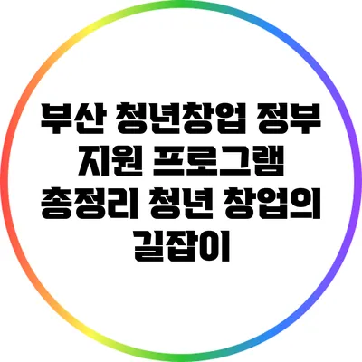부산 청년창업 정부 지원 프로그램 총정리: 청년 창업의 길잡이