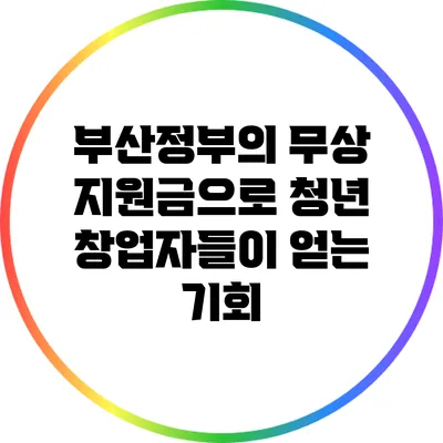 부산정부의 무상 지원금으로 청년 창업자들이 얻는 기회