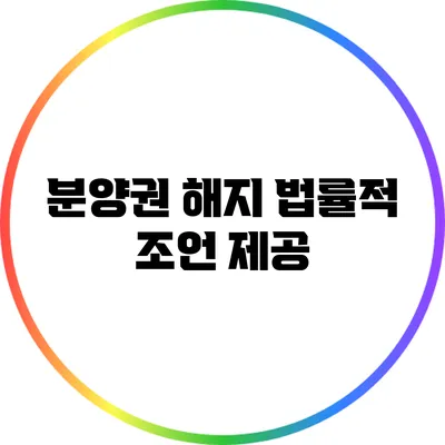 분양권 해지 법률적 조언 제공