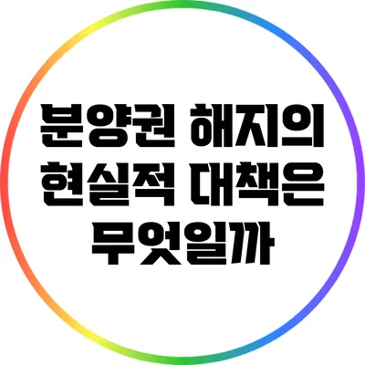 분양권 해지의 현실적 대책은 무엇일까?