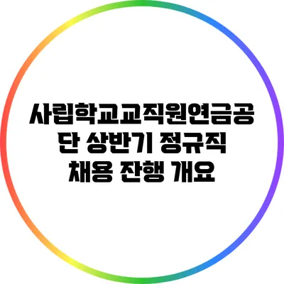 사립학교교직원연금공단 상반기 정규직 채용 잔행 개요