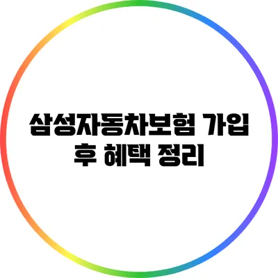 삼성자동차보험 가입 후 혜택 정리