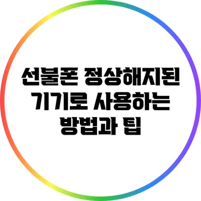 선불폰 정상해지된 기기로 사용하는 방법과 팁