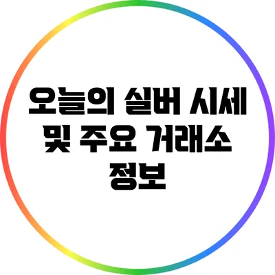 오늘의 실버 시세 및 주요 거래소 정보