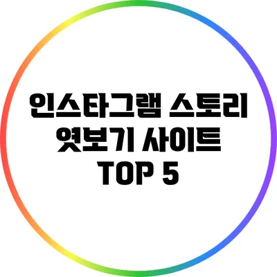 인스타그램 스토리 엿보기 사이트 TOP 5