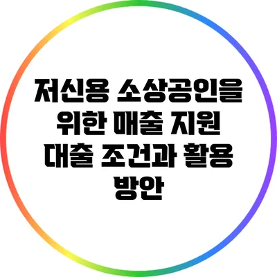 저신용 소상공인을 위한 매출 지원 대출 조건과 활용 방안