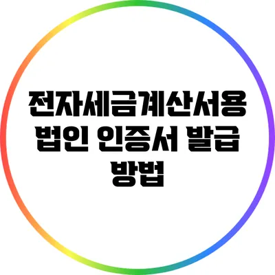 전자세금계산서용 법인 인증서 발급 방법