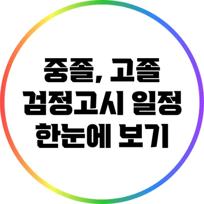 중졸, 고졸 검정고시 일정 한눈에 보기