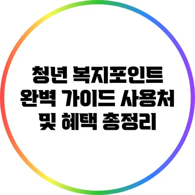 청년 복지포인트 완벽 가이드: 사용처 및 혜택 총정리