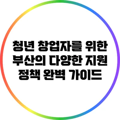 청년 창업자를 위한 부산의 다양한 지원 정책 완벽 가이드