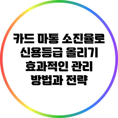 카드 마통 소진율로 신용등급 올리기: 효과적인 관리 방법과 전략