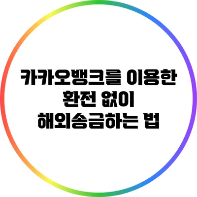 카카오뱅크를 이용한 환전 없이 해외송금하는 법