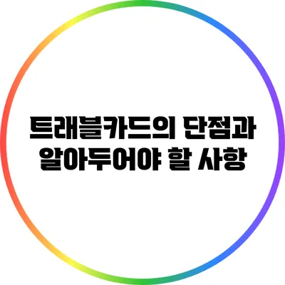 트래블카드의 단점과 알아두어야 할 사항