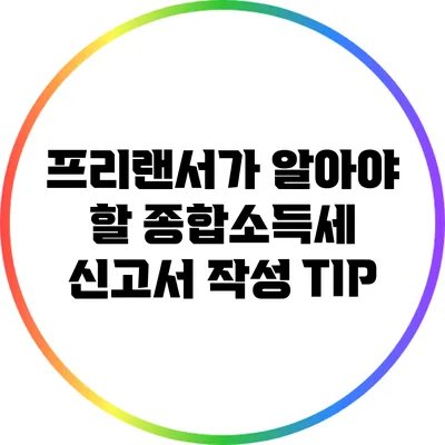 프리랜서가 알아야 할 종합소득세 신고서 작성 TIP