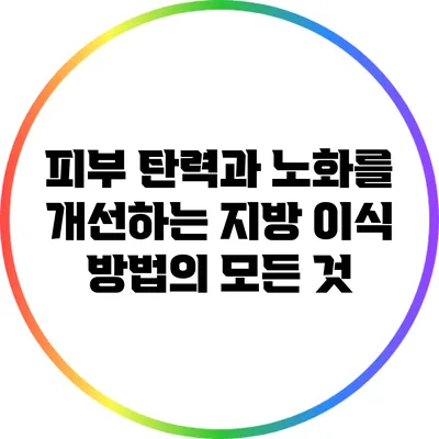 피부 탄력과 노화를 개선하는 지방 이식 방법의 모든 것