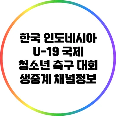 한국 인도네시아 U-19 국제 청소년 축구 대회 생중계 채널정보