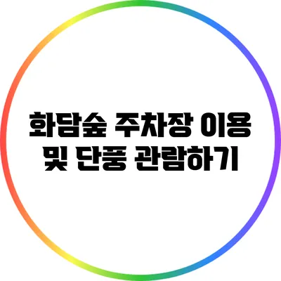 화담숲 주차장 이용 및 단풍 관람하기
