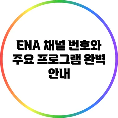 ENA 채널 번호와 주요 프로그램 완벽 안내
