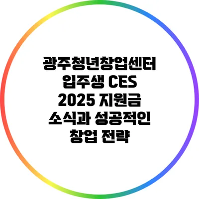 광주청년창업센터 입주생 CES 2025 지원금 소식과 성공적인 창업 전략