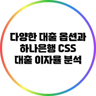 다양한 대출 옵션과 하나은행 CSS 대출 이자율 분석