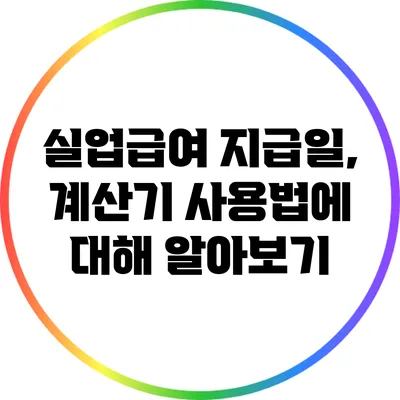 실업급여 지급일, 계산기 사용법에 대해 알아보기