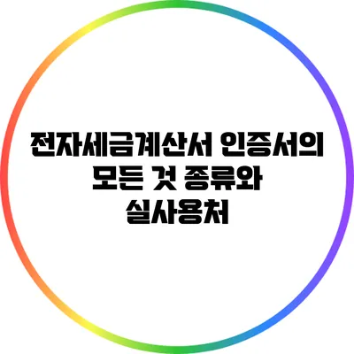 전자세금계산서 인증서의 모든 것: 종류와 실사용처