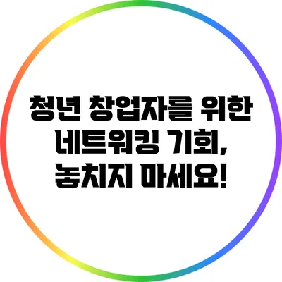 청년 창업자를 위한 네트워킹 기회, 놓치지 마세요!