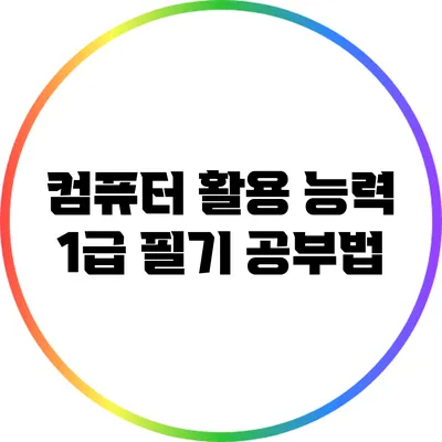 컴퓨터 활용 능력 1급 필기 공부법