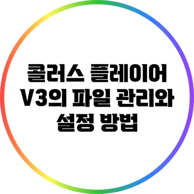 콜러스 플레이어 V3의 파일 관리와 설정 방법