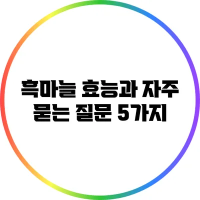 흑마늘 효능과 자주 묻는 질문 5가지