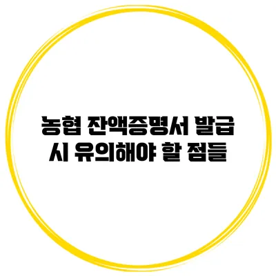 농협 잔액증명서 발급 시 유의해야 할 점들