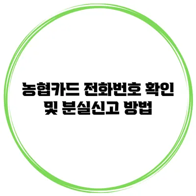 농협카드 전화번호 확인 및 분실신고 방법