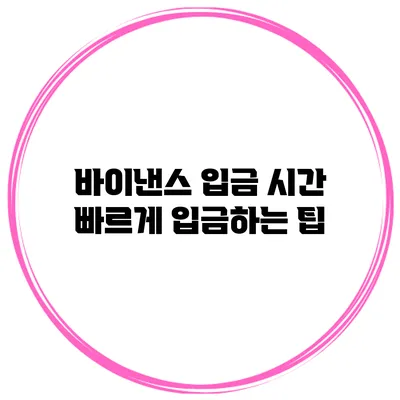 바이낸스 입금 시간 빠르게 입금하는 팁