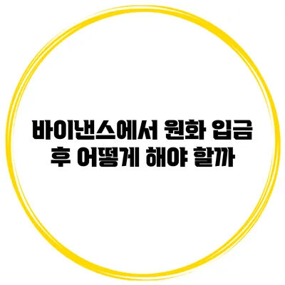 바이낸스에서 원화 입금 후 어떻게 해야 할까?