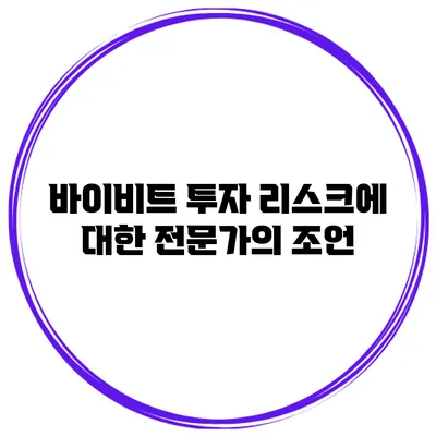 바이비트 투자 리스크에 대한 전문가의 조언