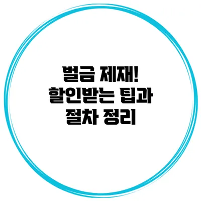 벌금 제재! 할인받는 팁과 절차 정리